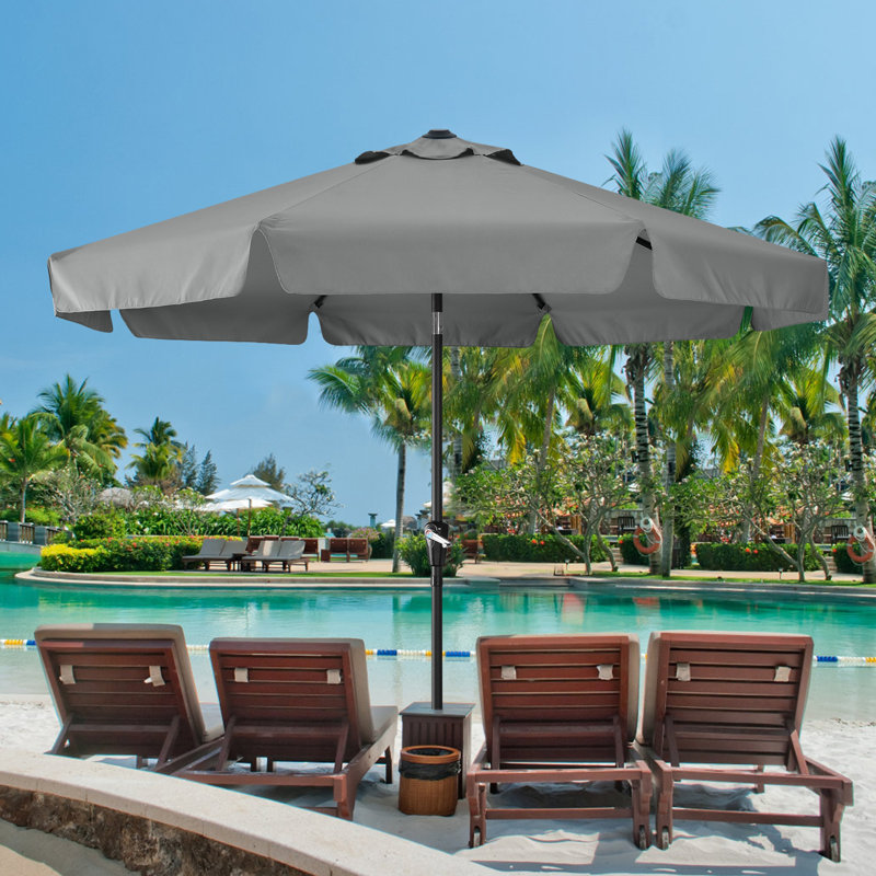 Parasol de marché 9 pi Hobert, Gris foncé, H 94,5 po x l 106 po x P 106 po