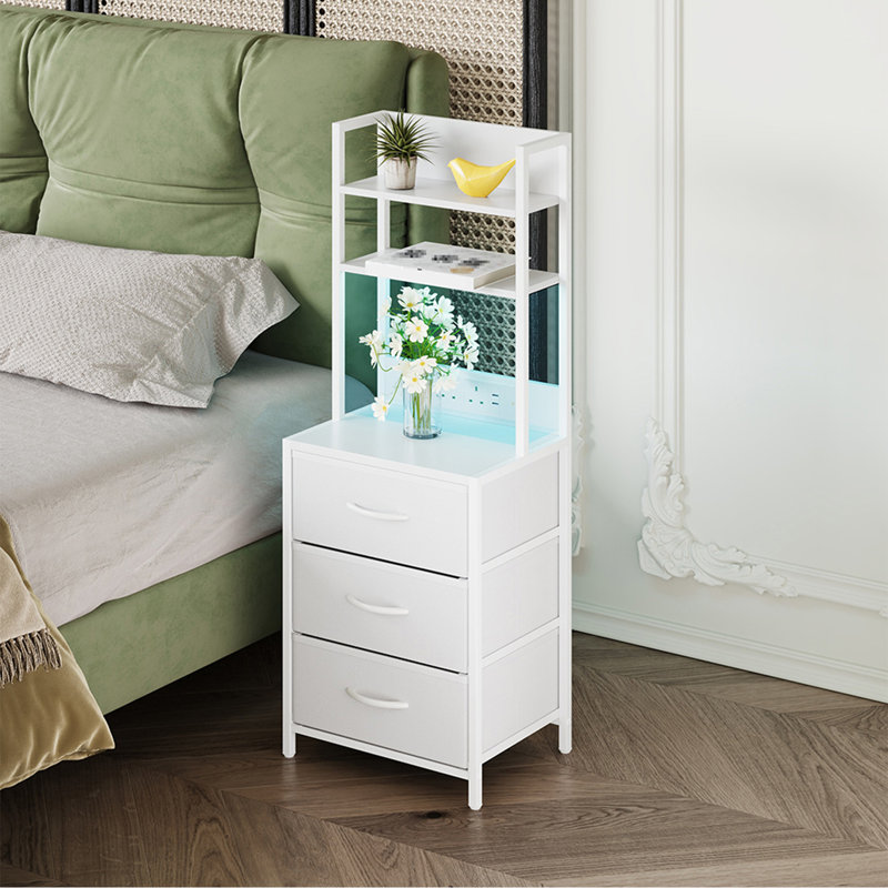 39 cm W Bedside Table, White
