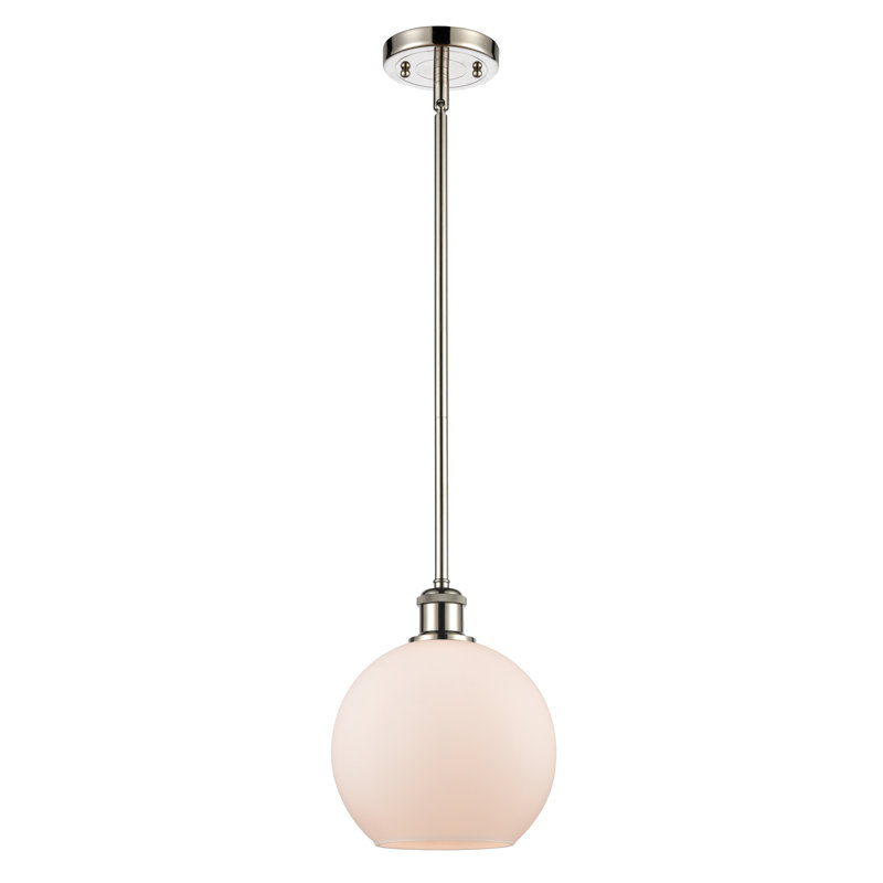 Mini-luminaire suspendu avec tige 8 lumières 1 lumière Ballston Ralph, Blanc mat, Nickel poli