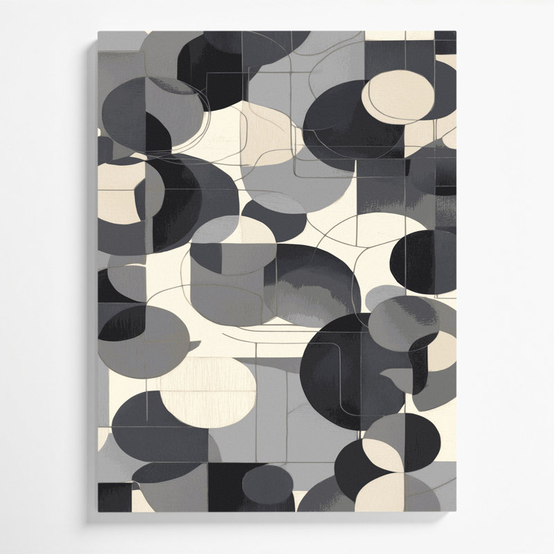 «Abstract Shapes 2», art mural sur toile grise, H 30 po x l 20 po