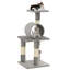  Arbre à chat gris, panneau de particules, peluche, corde de sisal moyenne durable