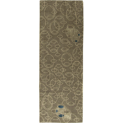 Modern One-of-a-Kind 4' X 11'10" New Age Runner Wool Area Rug in