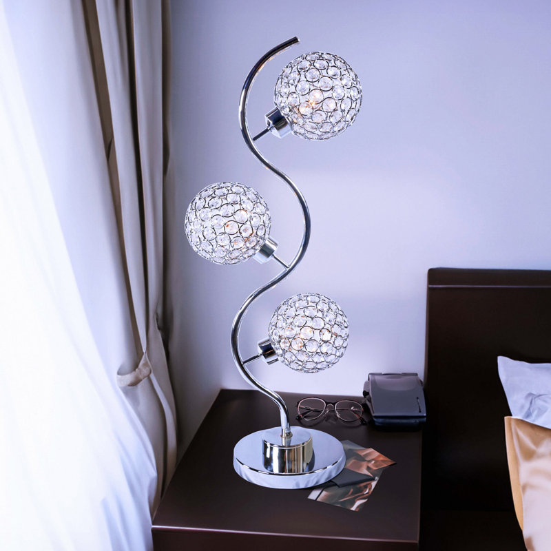 Lampe de table en cristal Elegant, design triple lumière