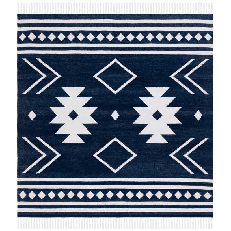 Brightynn Flat Weave Polpropylene Southwestern Rug, Square 7'