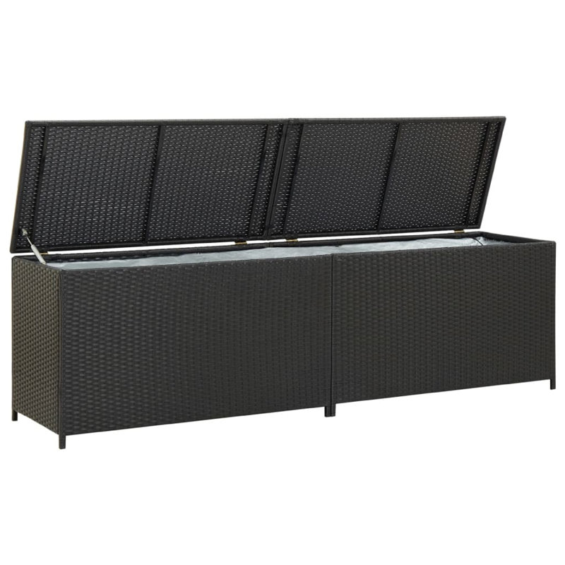 Boîte de rangement d'extérieur avec vérin à gaz Jer de 79 po tissée en rotin noir Jer, Noir