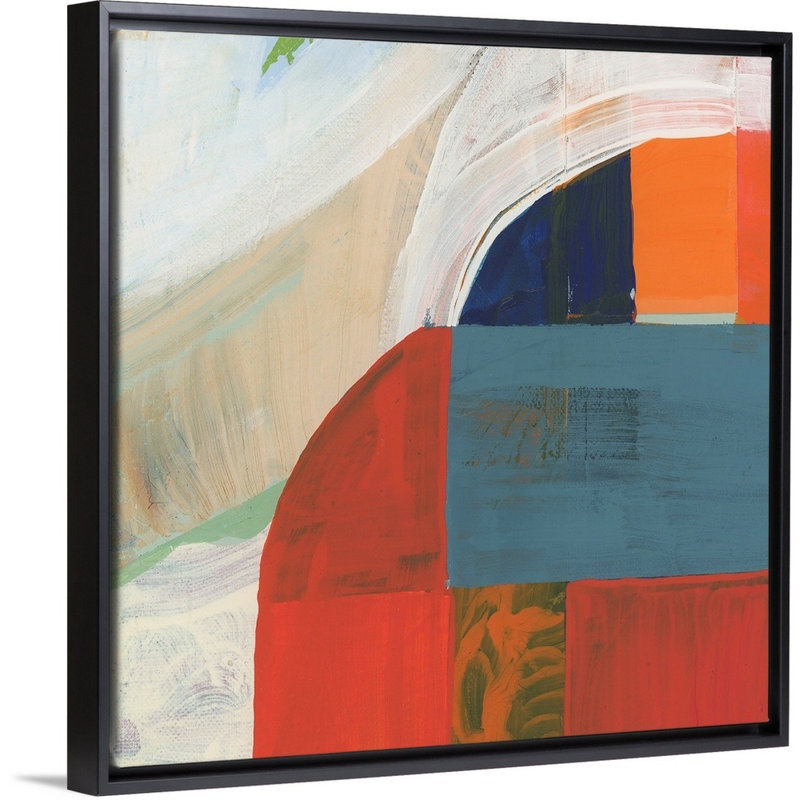Bleu orange III - reproduction d'art, Toile avec cadre noir, H 38 po x l 38 po x P 1,75 po