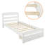 Lit simple avec rangement et lattes en bois massif - blanc, sans sommier