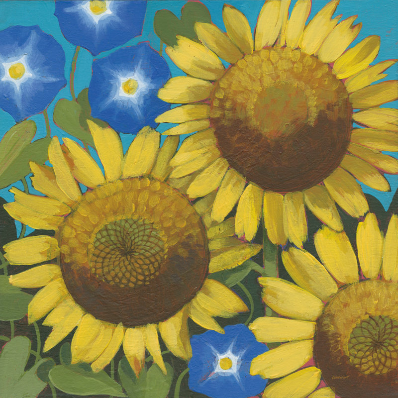 Sunflower Time by Kathrine Lovell - Wrapped Canvas Painting, 30cm H x 30cm W