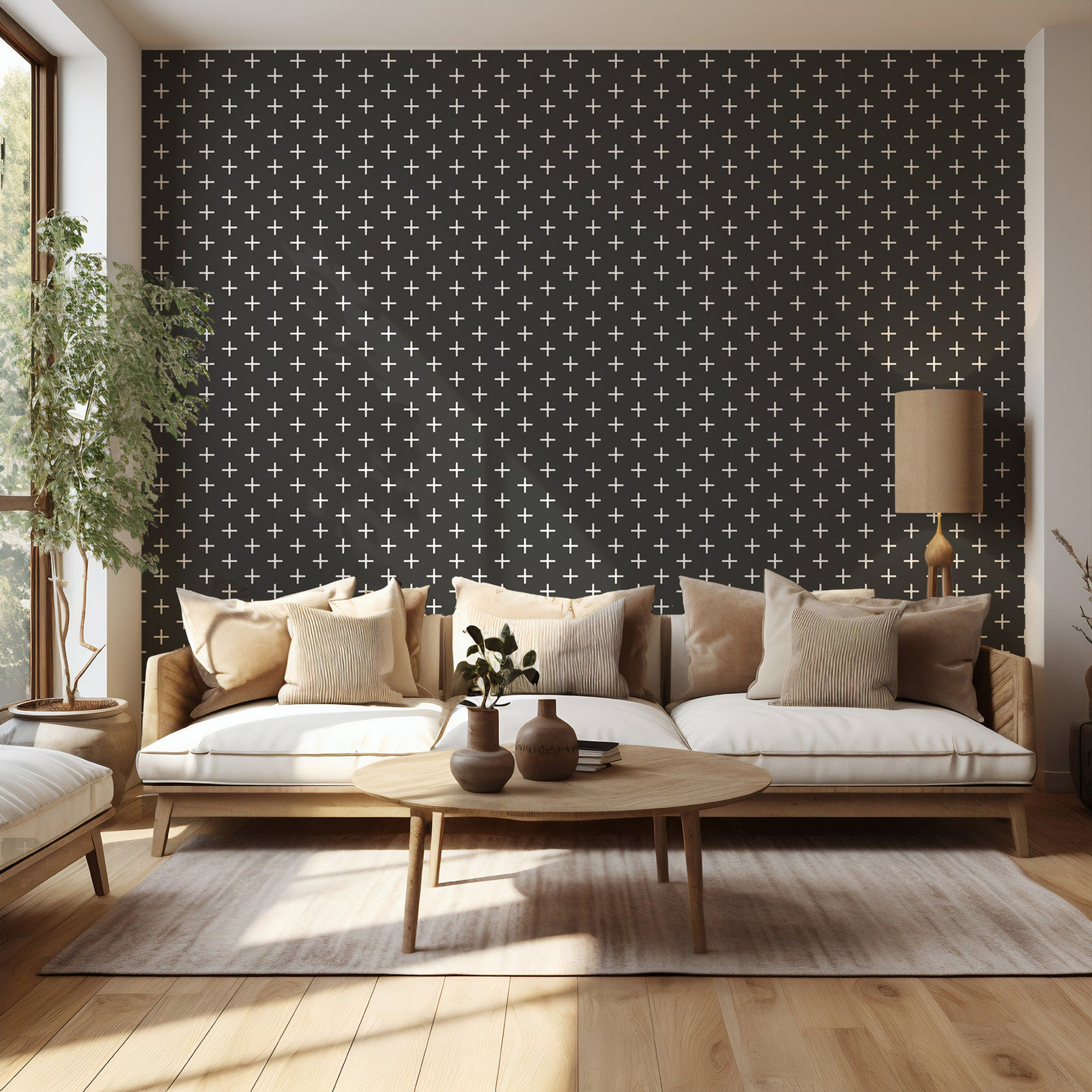Mrs Paranjape Papers Mrs Paranjape Self-Adhesive Wallpaper, Jet Black Reverse, Faux Grasscloth, Non-pasted
