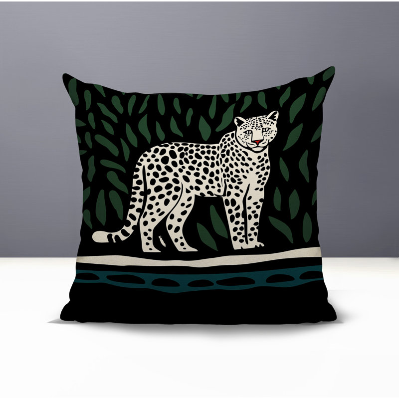 Oreiller carré réversible intérieur / extérieur Hota Leopard, Émeraude, Carré 18 po