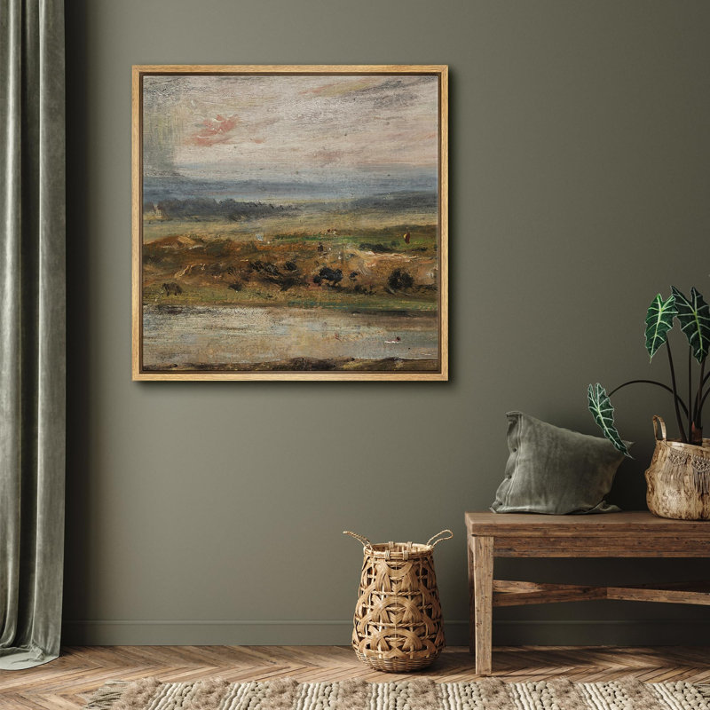 " Impressionist Countryside Rustic Farm ", Natural  Canvas, 24" H x 24" W