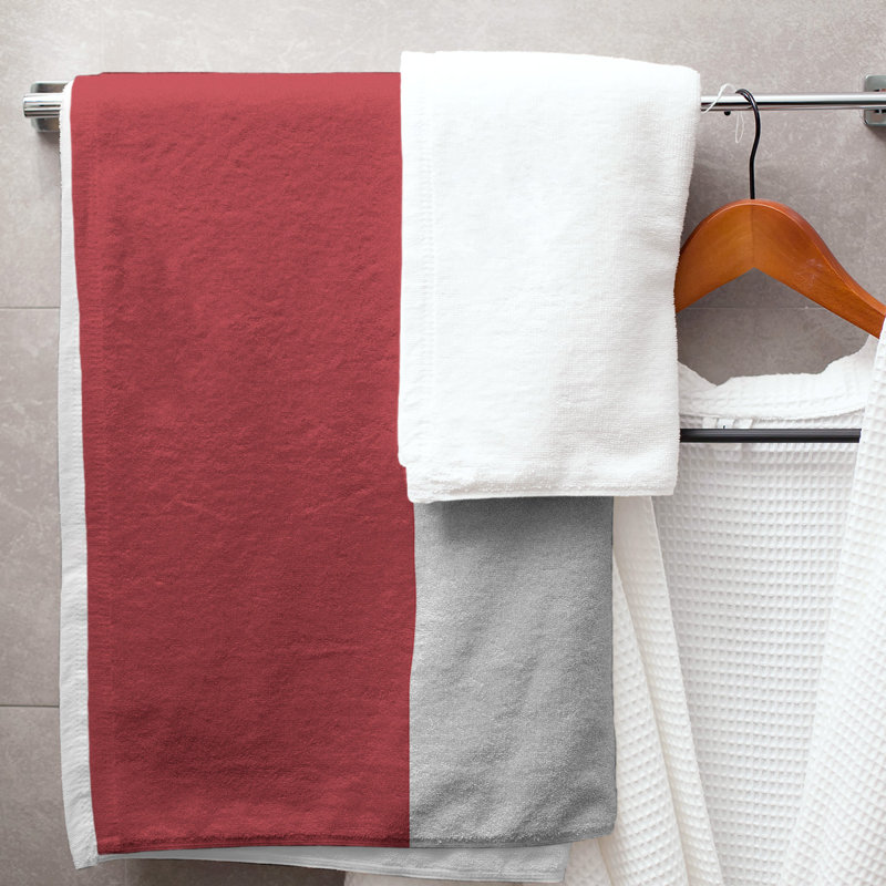 Boston Bath Towel, Red/White/Red, Polyester/Cotton
