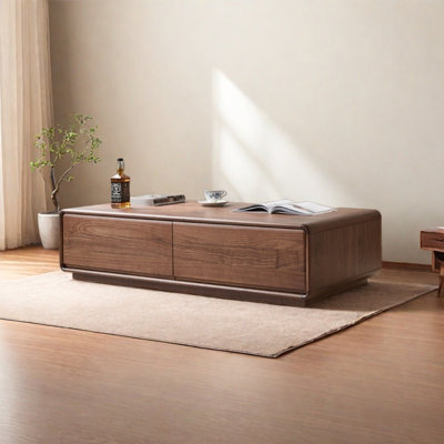 Modern rectangular solid wood coffee table