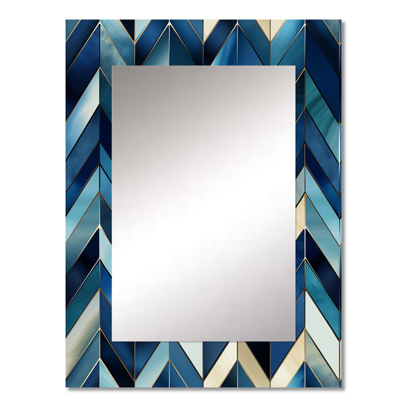 Rétro, chevron bleu cobalt rétro géométrique, 32 po x 24 po