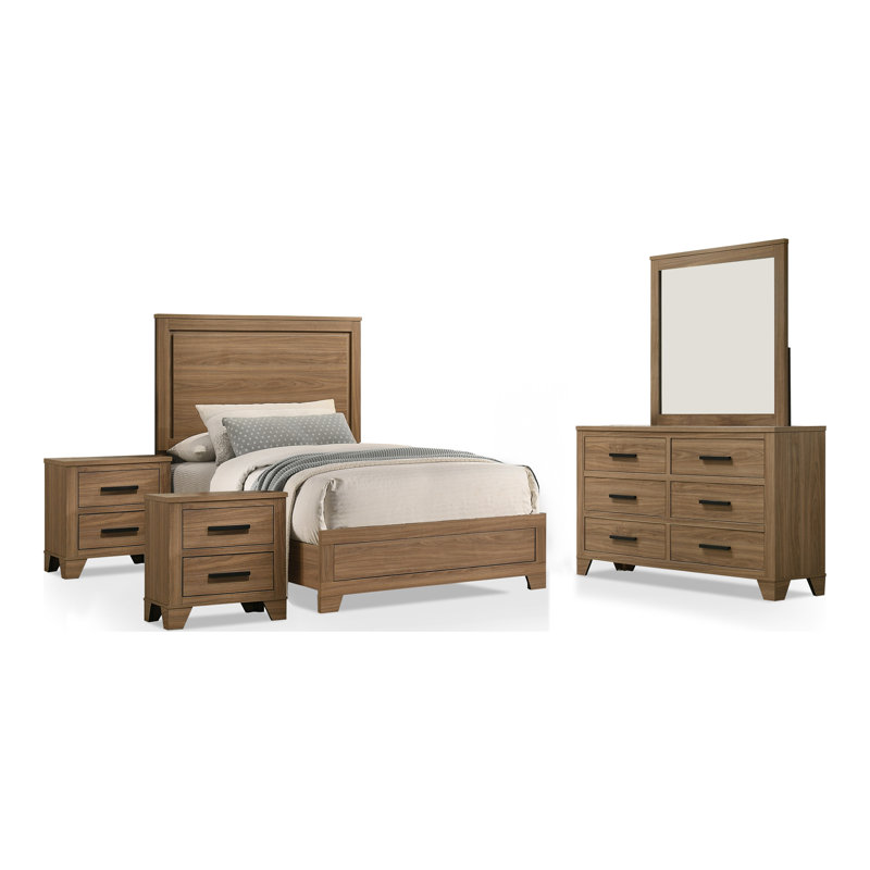Antibes 5-Piece Bedroom Set, Full, 5 Pieces: Bed, 2 Nightstands, Dresser, Mirror
