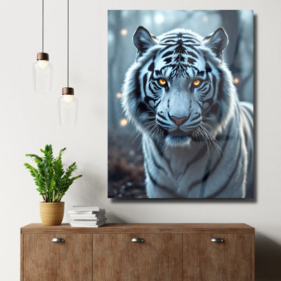 Art mural en verre trempé tigre blanc