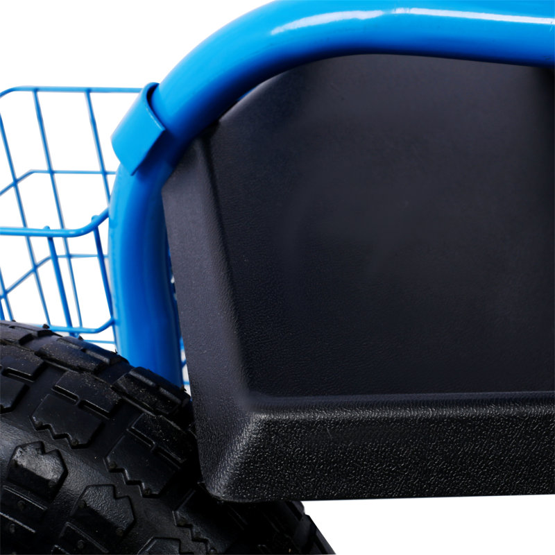 Siège de chariot de jardin à roulettes avec roues et plateau à outils, siège pivotant à 360 °, bleu - Remis à neuf, Bleu