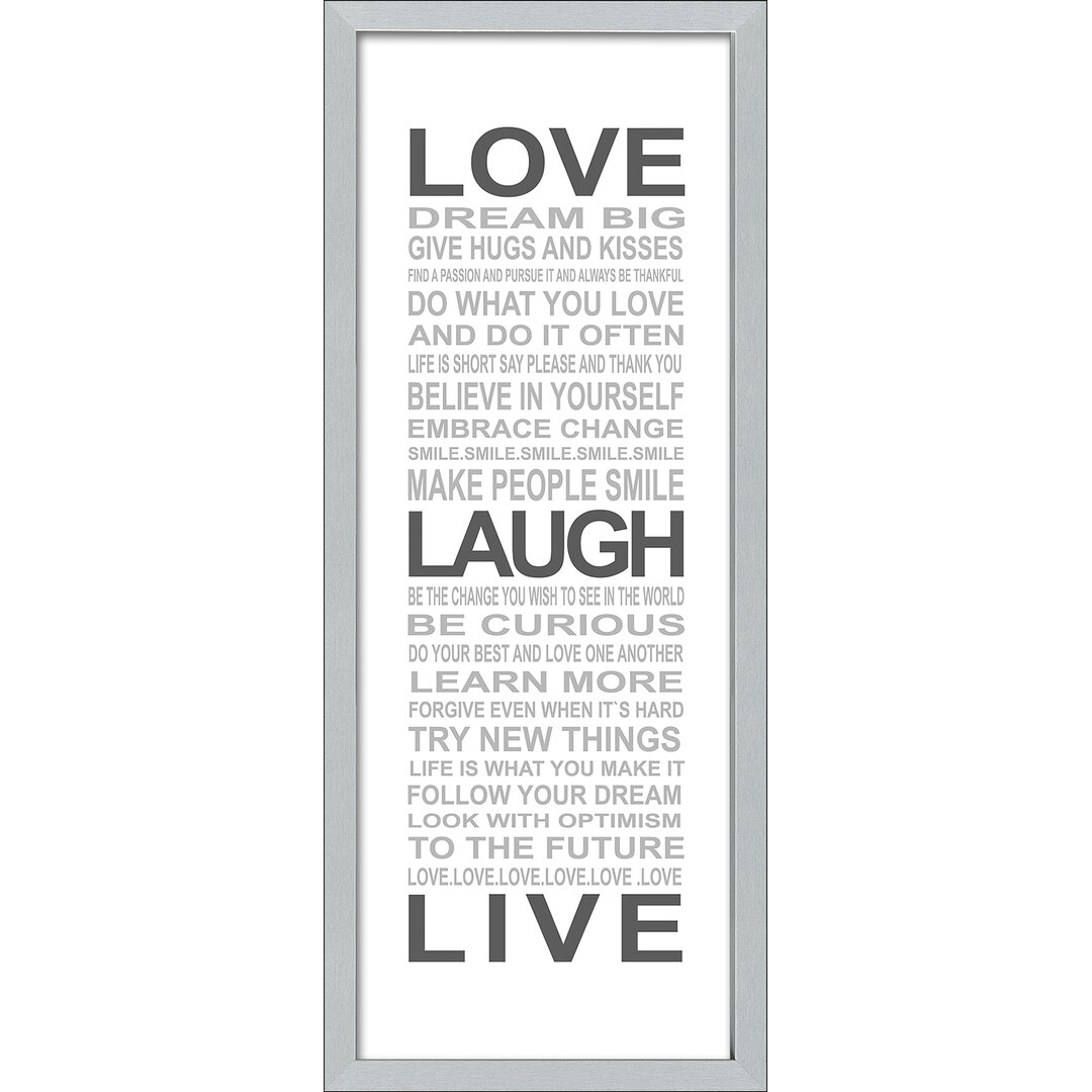 Gerahmtes Poster Love - Laugh - Live