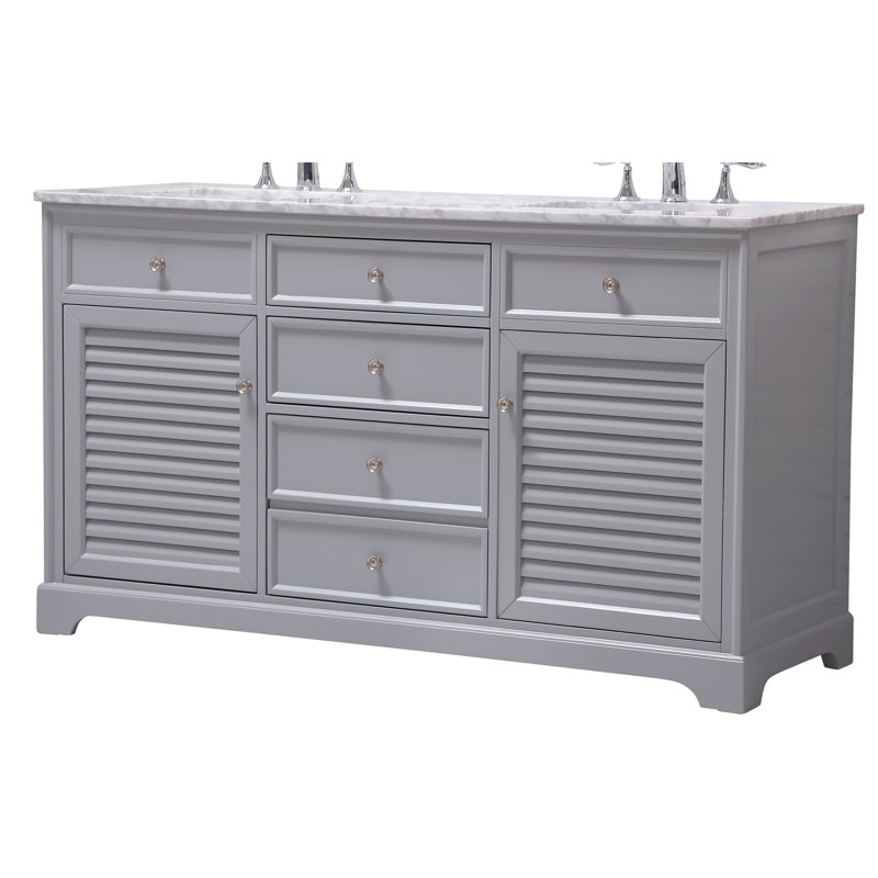 Closter 60'' Double Bathroom Vanity with Stone Top, Gray