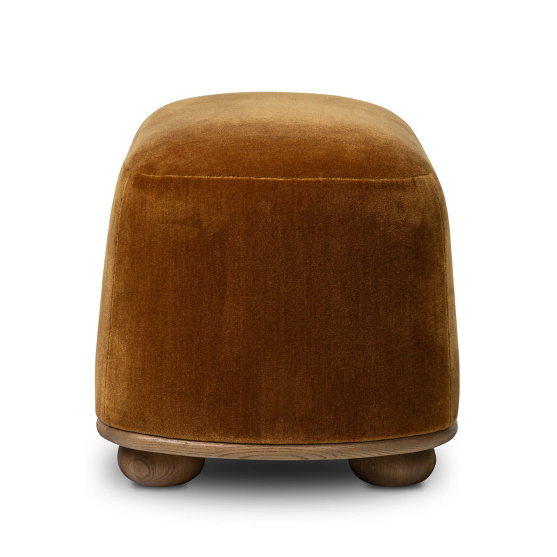 Bilbury Oval Ottoman-Taupe Shearling, Monte Tobacco Rayon/Viscose/Wool, Worrn Oak