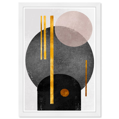 Abstrait art moderne moderne sur papier noir Mid-Century