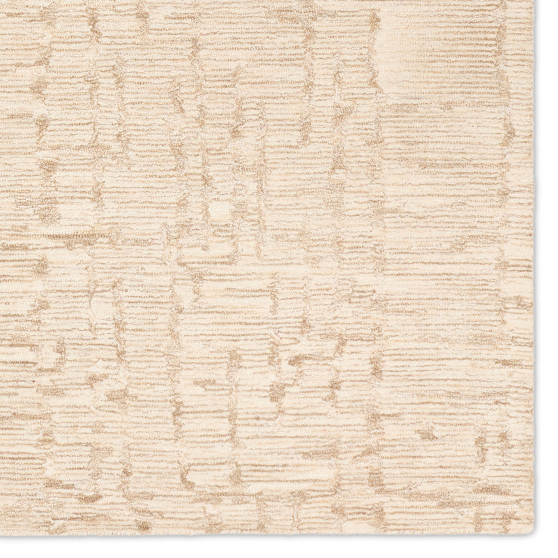 Ivory Handmade Wool Tufted Abstract Rectangular Rug