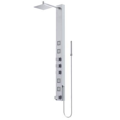 Système de douche à 4 jets de 58 po avec douchette à main et pomme de douche réglable Bowery H 58 po x l 5 po