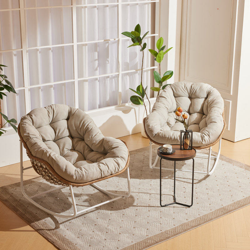 Chaise d'extérieur Cini, Gris chaleureux, Blanc/naturel
