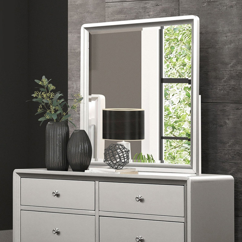 Miroir contemporain l 38,4 po, champagne