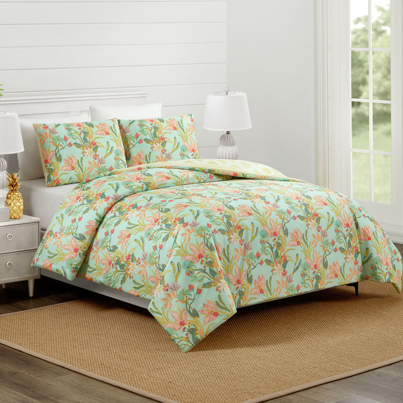 Queenie Tropical 3-Piece Reversible Comforter Set, King Comforter + 2 King Shams