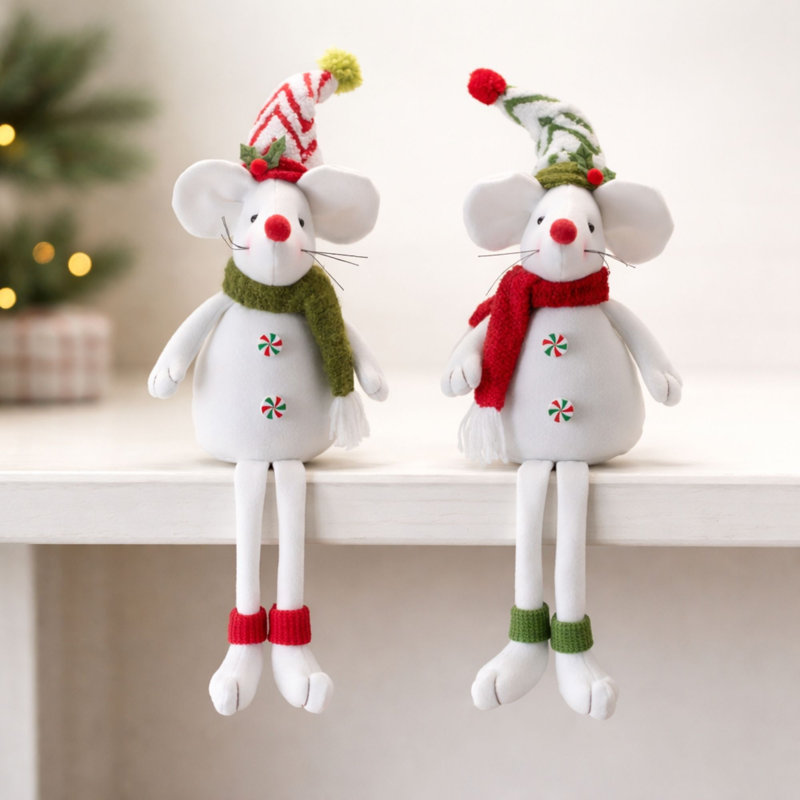 Holiday Plush Mouse Figurines