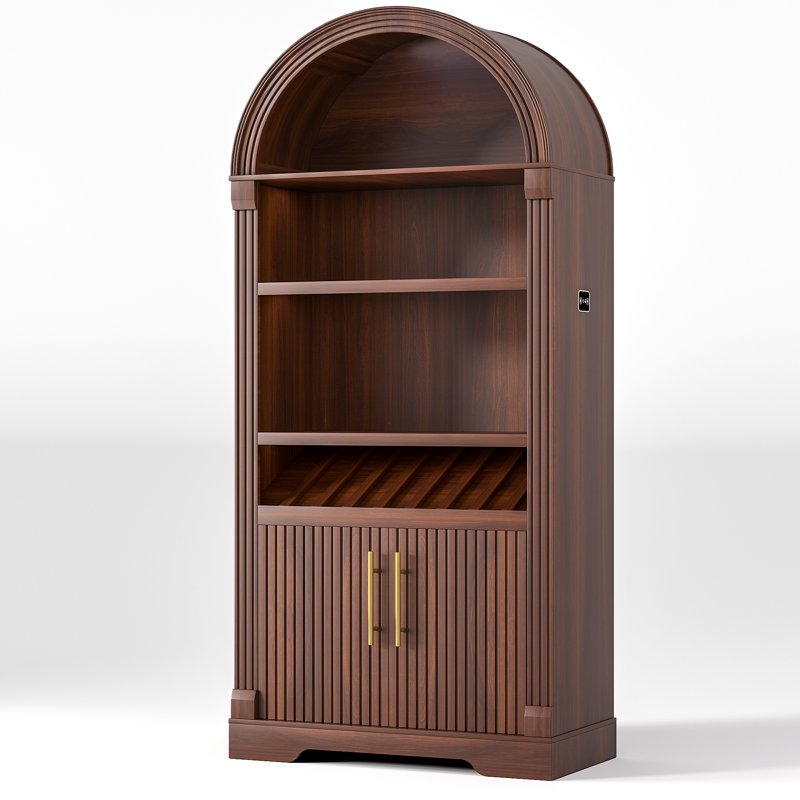 Armoires à vin en arche 71 po avec porte-verres à vin et support à vin, Brown