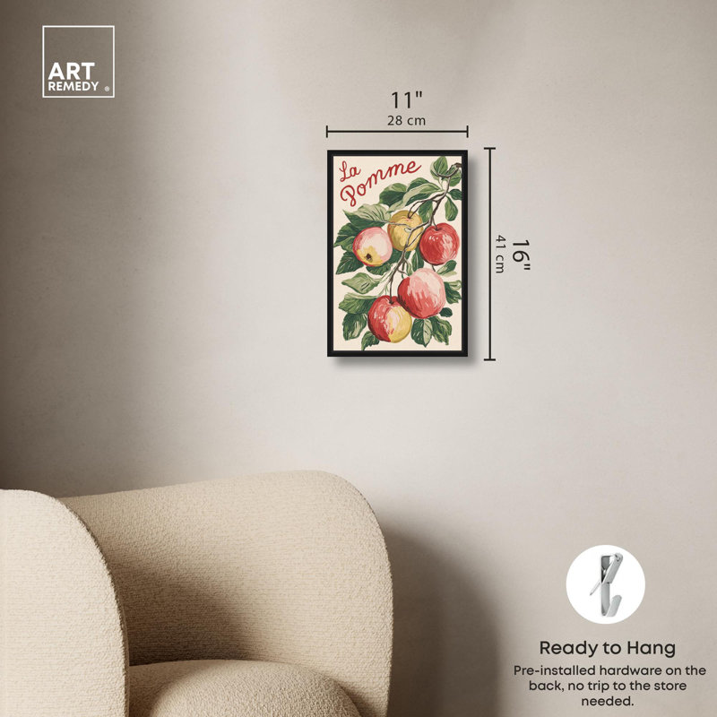 «La Pomme Kitchen Decor» par Art Remedy, Structure noire, H 15 po x l 10 po