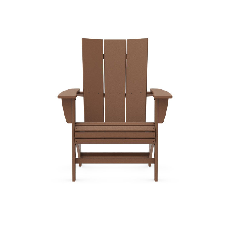 POLYWOOD Modern Curveback Adirondack Chair, Teak