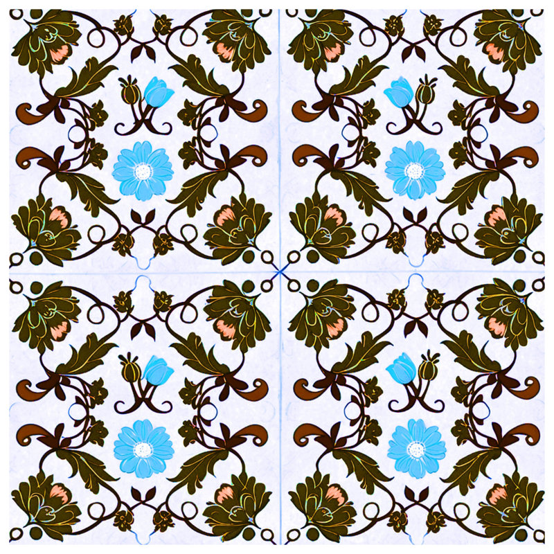 Tapisserie murale motif floral, H 50 po x l 60 po avec 4 œillets