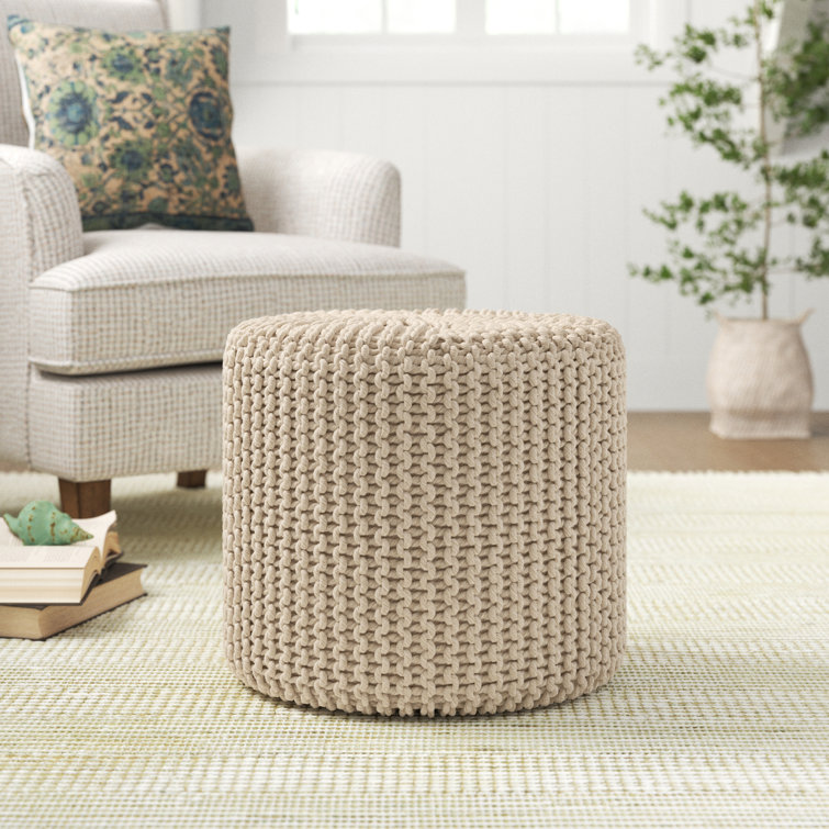 Lee 18" Wide Round Pouf Ottoman, Dark Grey