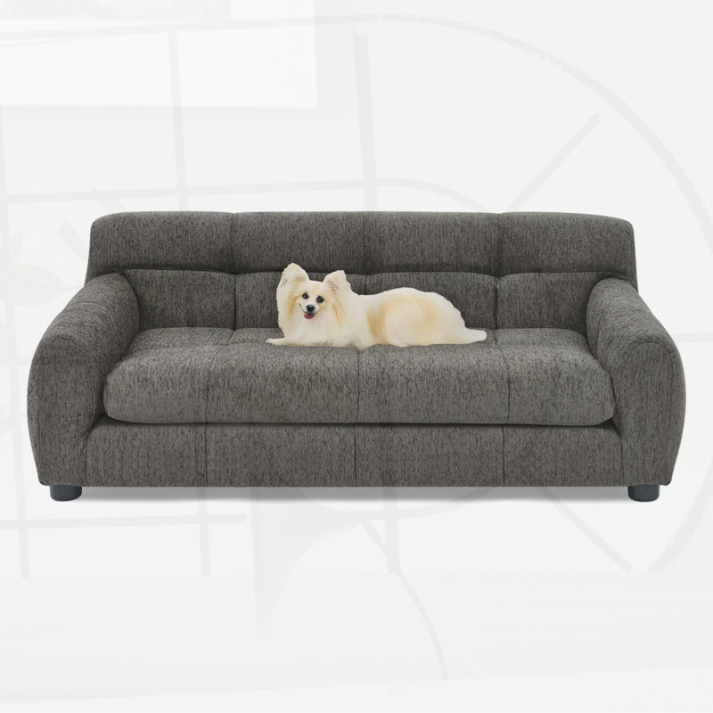 Canapé ergonomique en lin pour grands chiens, Gris foncé