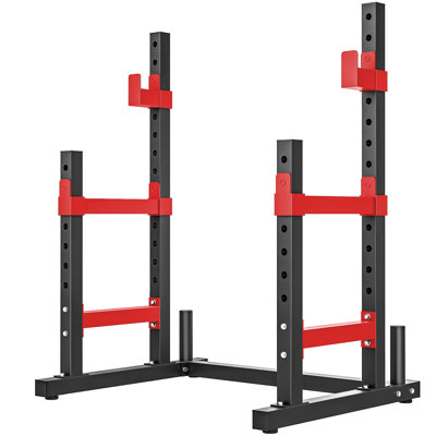 Support réglable ajustable, support pour presse de banc robuste de 660 lb avec supports de plaque de poids pour la musculation et la musculation à domicile, rouge