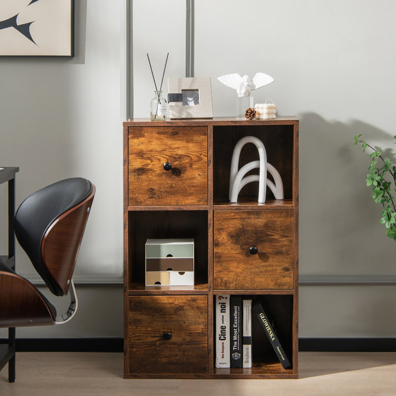Dishita Storage Bookcase, Rustic Brown