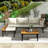 Luxury Patio Furniture Set In Beige ｜ L-Shaped Acacia Wood Sofa With Side Table｜Removable Cushions And Coffee Table｜Outdoor Conversation Sectional Sofa For Backyard, Porch-920085909