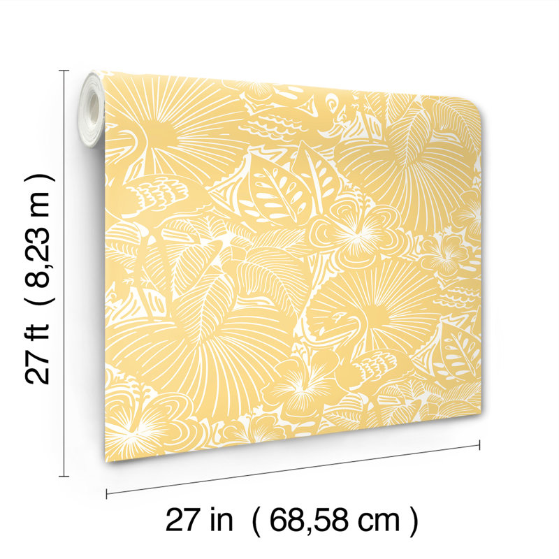 Papier peint floral Idalia, Jaune
