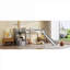 Lit mezzanine simple en bois massif gris avec glissière convertible et tiroirs de rangement pour les petites chambres