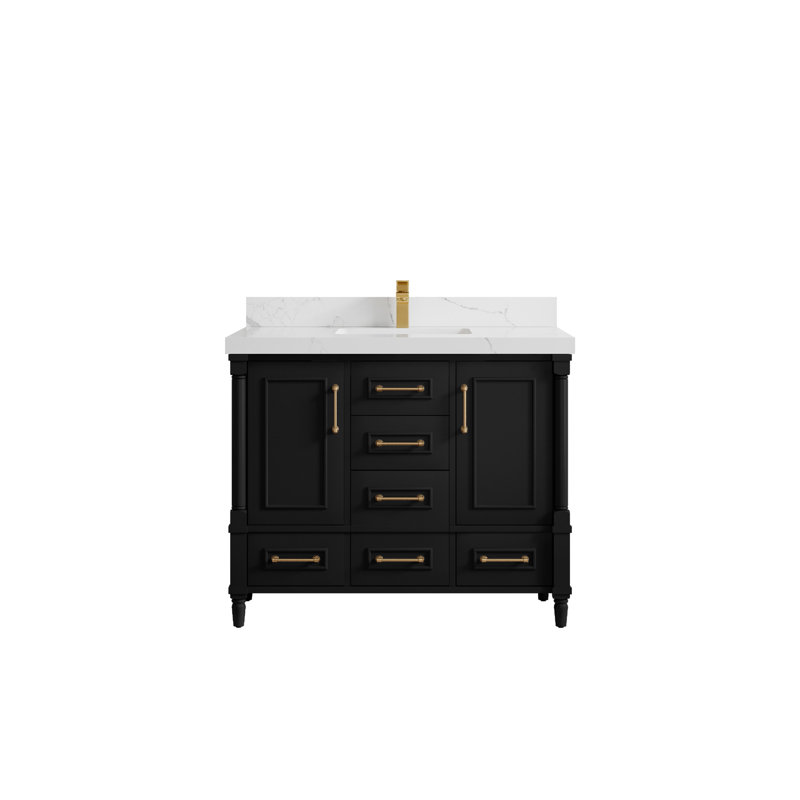 Aberdeen 42'' Single Bathroom Vanity with Top, Calacatta Laza