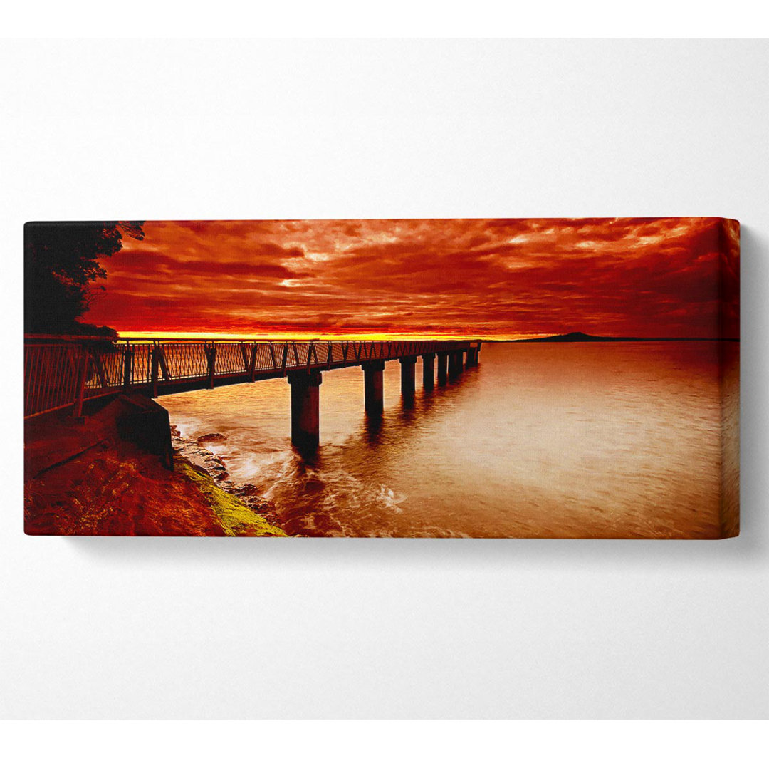 Brücke über den Ozean Orange - Kunstdrucke auf Leinwand - Wrapped Canvas