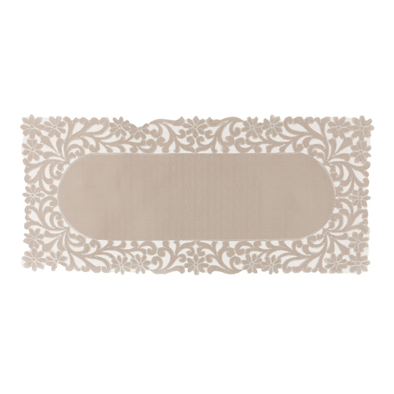 Kurth Florence Floral Cutwork Trimmed Edge Table Runner, 36" L x 16" W