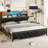 King size headboard and charging station, Platform bed frame with LED lights, Sturdy and stable, No noise, No box spring required, Easy to assemble, Black