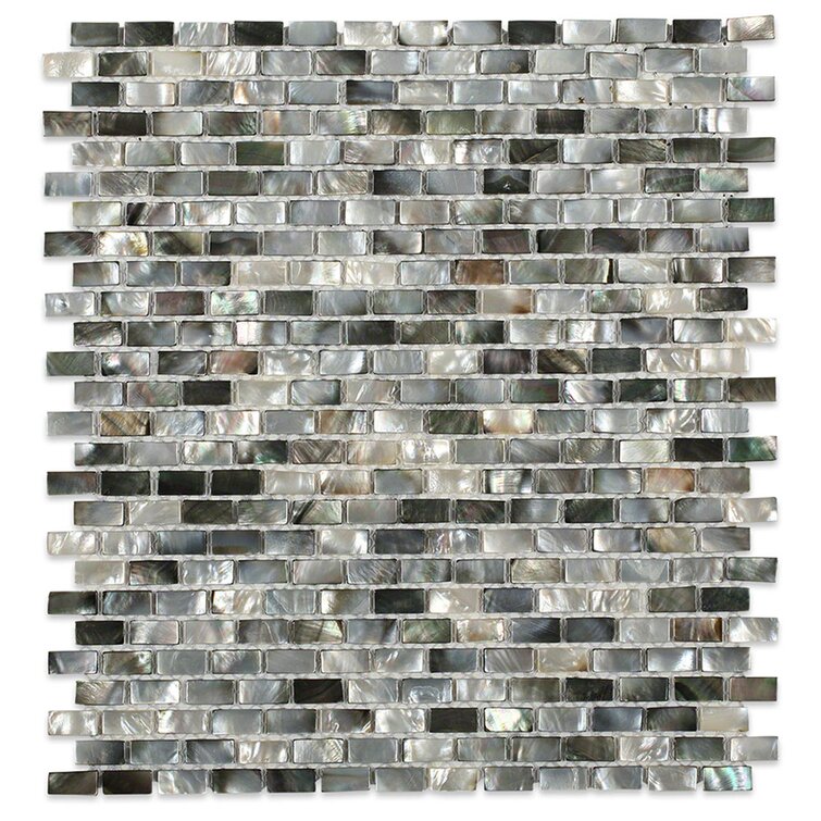 Sample - Donegal Glass Pearl Shell Mosaic Tile in Gray