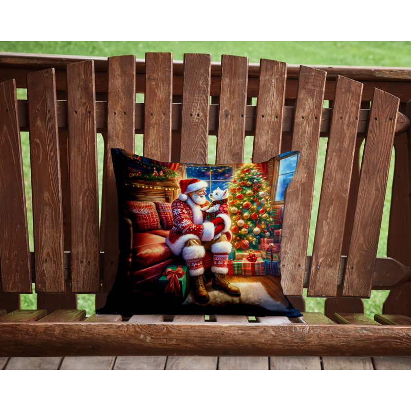 Coussin Westie and Santa Claus, H 14 po x l 14 po