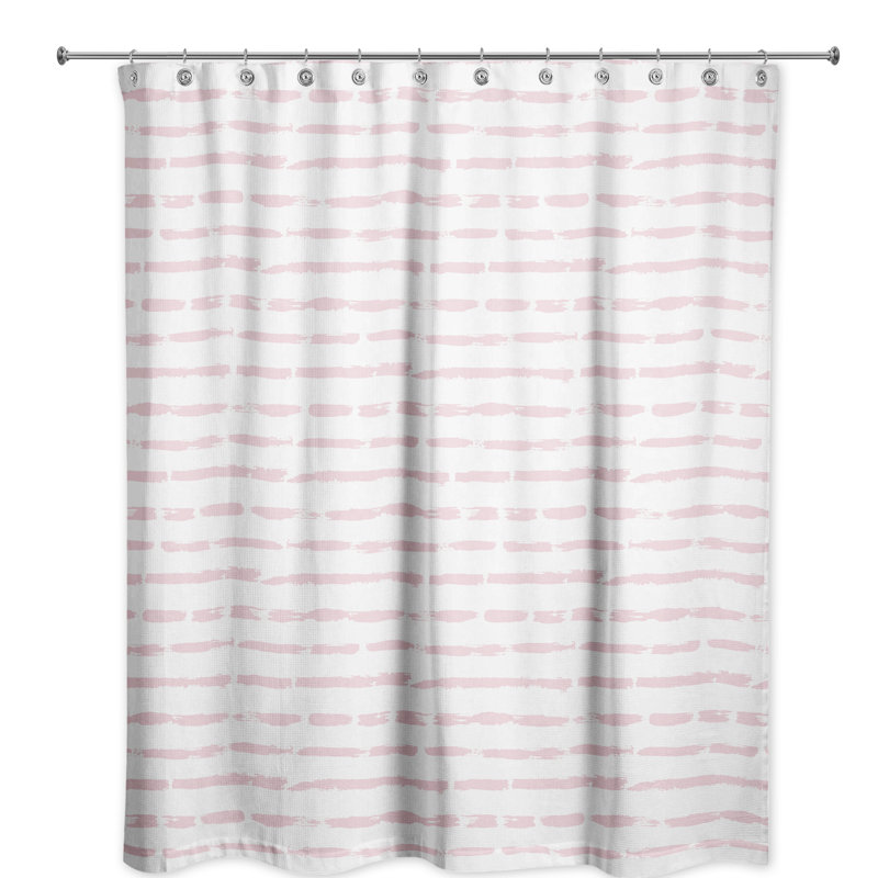  Rideau de douche rayé simple, Rosé