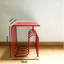 Table de bout carrée moderne, table d'appoint en acier rouge, table d'appoint de salon.-588514681